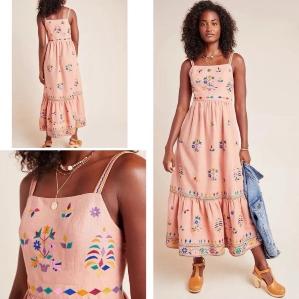 Embroidered Pink Maxi Dress